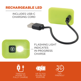 Ergodyne N-Ferno 6801 Winter Skull Cap with LED Rechargable Light - Lime