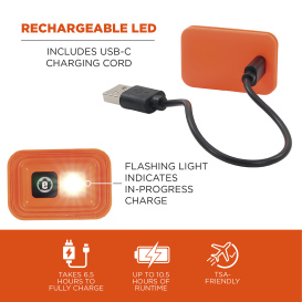 Ergodyne N-Ferno 6801 Winter Skull Cap with LED Rechargable Light - Orange