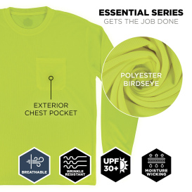 Ergodyne GloWear 8093 Non-ANSI Essential Long Sleeve T-Shirt - Lime