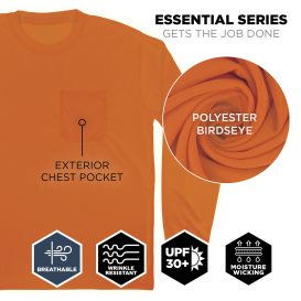 Ergodyne GloWear 8093 Non-ANSI Essential Long Sleeve T-Shirt - Orange