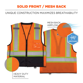Ergodyne GloWear 8251HDZBK Type R Class 2 Two-Tone Hi-vis Safety Vest - Orange