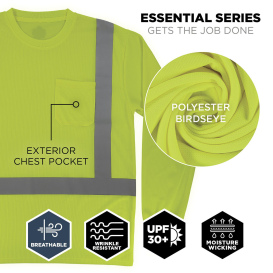 Ergodyne GloWear 8284 Type R Class 2 Essential Long Sleeve T-Shirt - Lime