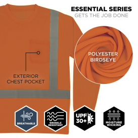 Ergodyne GloWear 8284 Type R Class 2 Essential Long Sleeve T-Shirt - Orange