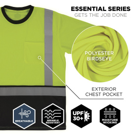 Ergodyne GloWear 8286BK Type R Class 2 Essential Black Bottom Safety Shirt - Lime