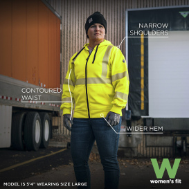 Ergodyne GloWear 8305W Type R Class 3 Women\'s Performance Hooded Zip-Up Sweatshirt - Lime