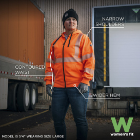 Ergodyne GloWear 8305W Type R Class 3 Women\'s Performance Hooded Zip-Up Sweatshirt - Orange