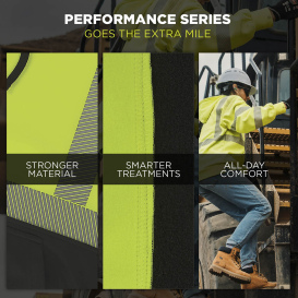 Ergodyne GloWear 8318BK Type R Class 3 Performance Black Bottom Zipper Hooded Sweatshirt - Lime