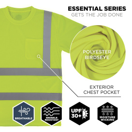 Ergodyne GloWear 8367 Type R Class 3 Essential Short Sleeve T-Shirt - Lime
