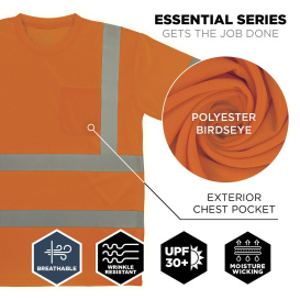 Ergodyne GloWear 8367 Type R Class 3 Essential Short Sleeve T-Shirt - Orange