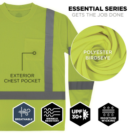 Ergodyne GloWear 8368 Type R Class 3 Essential Long Sleeve T-Shirt - Lime