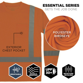 Ergodyne GloWear 8368 Type R Class 3 Essential Long Sleeve T-Shirt - Orange