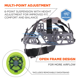 Ergodyne Skullerz 8968 Full Brim Style Lightweight Vented Hard Hat - Ratchet Suspension - Lime