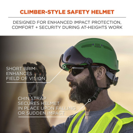 Ergodyne Skullerz 8977LED Type 2 Class C Safety Helmet with Adjustable Venting and LED Light - Green 