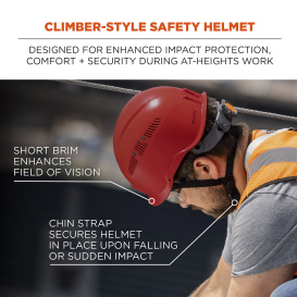 Ergodyne Skullerz 8977LED Type 2 Class C Safety Helmet with Adjustable Venting and LED Light - Red