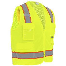 Global Glove GLO-0032 FrogWear Type R Class 2 Polyester Surveyor Safety Vest - Yellow/Lime