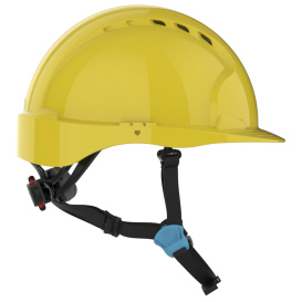 JSP Evolution EV6252SV Deluxe Vented Short Brim Safety Helmet - Wheel Ratchet Suspension - Yellow