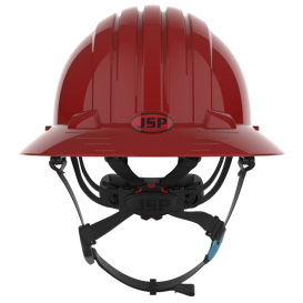 JSP Evolution 6262V Deluxe Full Brim Vented Safety Helmet - Wheel Ratchet Suspension - Red