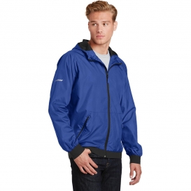 Sport-Tek JST53 Embossed Hooded Wind Jacket - True Royal/Black