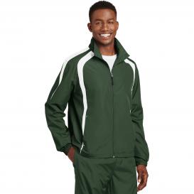 Sport-Tek JST60 Colorblock Raglan Jacket - Forest Green/White