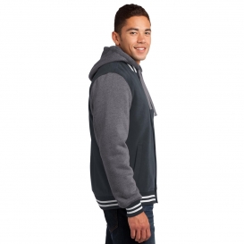 Sport-Tek JST82 Insulated Letterman Jacket - Graphite Grey/Vintage Heather