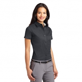 Port Authority L508 Ladies Short Sleeve Easy Care Shirt - Classic Navy/Light Stone
