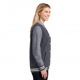 Sport-Tek LST270 Ladies Fleece Letterman Jacket - Graphite Heather/Vintage Heather