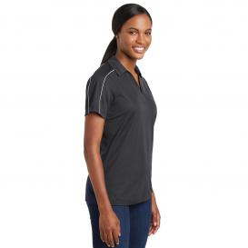 Sport-Tek LST653 Ladies Micropique Sport-Wik Piped Polo - Iron Grey/White