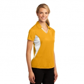Sport-Tek LST655 Ladies Side Blocked Micropique Sport-Wick Polo Shirt - Gold/White