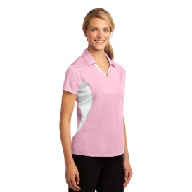 Sport-Tek LST655 Ladies Side Blocked Micropique Sport-Wick Polo Shirt - Light Pink/White