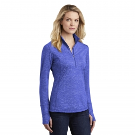 Sport-Tek LST855 Ladies Sport-Wick Stretch Reflective Heather 1/2-Zip Pullover - True Royal