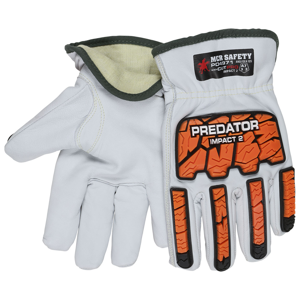 MCR Safety PD4971 Predators Mechanics Goatskin Leather Gloves - TPR Padded Back