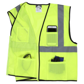 MCR Safety VCL2MLZ Economy Type R Class 2 Mesh Safety Vest with Zipper - Yellow/Lime