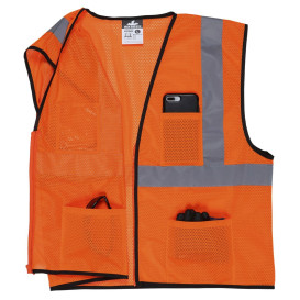 MCR Safety VCL2MOZ Economy Type R Class 2 Mesh Safety Vest with Zipper - Orange