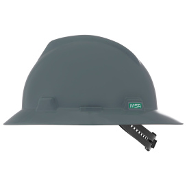 MSA 10058319 V-Gard Full Brim Hard Hat - 1-Touch Suspension - Navy Gray