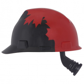 MSA 10082233 Canadian Freedom Series V-Gard Cap Style Hard Hat - Black w/ Red Maple Leaf