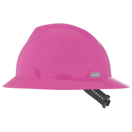 MSA 10160927 V-Gard Full Brim Hard Hat - Staz-On Suspension - Hot Pink