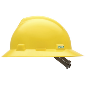 MSA 454730 V-Gard Full Brim Hard Hat - Staz-On Suspension - Yellow
