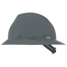 MSA 454731 V-Gard Full Brim Hard Hat - Staz-On Suspension - Gray