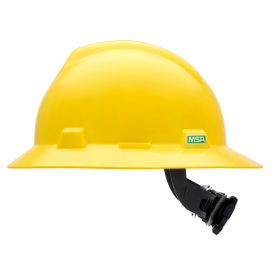 MSA 475366 V-Gard Full Brim Hard Hat - Fas-Trac Suspension - Yellow