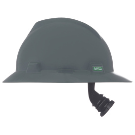MSA 475367 V-Gard Full Brim Hard Hat - Fas-Trac Suspension - Gray