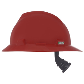 MSA 475371 V-Gard Full Brim Hard Hat - Fas-Trac Suspension - Red