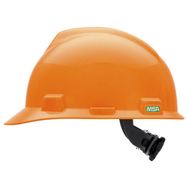MSA 488146 V-Gard Cap Style Hard Hat - Fas-Trac III Suspension - Hi-Viz Orange