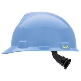 MSA 495853 V-Gard Cap Style Hard Hat - Fas-Trac III Suspension - Light Blue