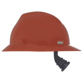 MSA 496075 V-Gard Full Brim Hard Hat - Fas-Trac Suspension - Orange