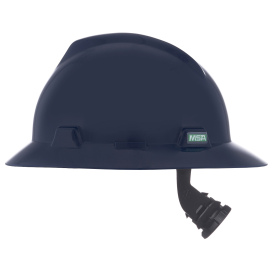 MSA 802975 V-Gard Full Brim Hard Hat - Fas-Trac Suspension - Dark Blue