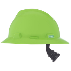 MSA 815570 V-Gard Full Brim Hard Hat - Fas-Trac Suspension - Bright Lime Green