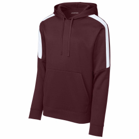 Sport-Tek ST255 Sport-Wick Fleece United Pullover Hoodie - Maroon/White