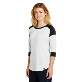 New Era LNEA104 Ladies Heritage Blend 3/4-Sleeve Baseball Raglan Tee - Black/White