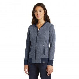New Era LNEA503 Ladies French Terry Baseball Full-Zip - True Navy/True Navy Twist
