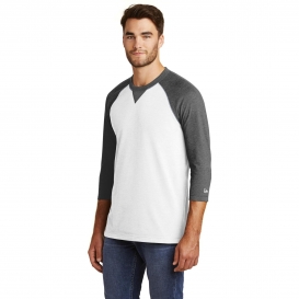 New Era NEA121 Heritage Blend 3/4-Sleeve Baseball Raglan Tee - Black Heather/White
